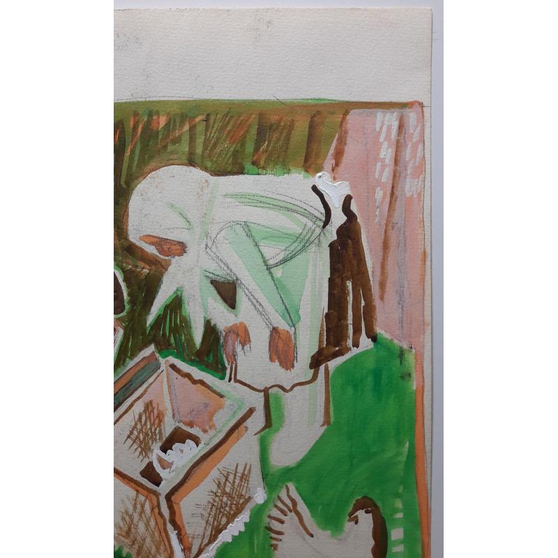 Ливанов А.А. Двусторонний рисунок. Смотрят цыплят. Без названия.