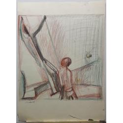 Ливанов А.А. Двусторонний рисунок. Смотрят цыплят. Без названия.
