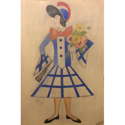 Обручева Н. Н. Эскиз костюма.К спектаклю Наследники Рабурдэна