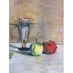 Красковский С. С. Натюрморт с бутылкой и фруктами