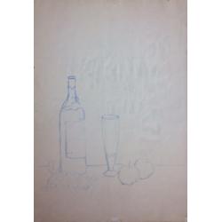 Красковский С. С. Натюрморт с бутылкой и фруктами