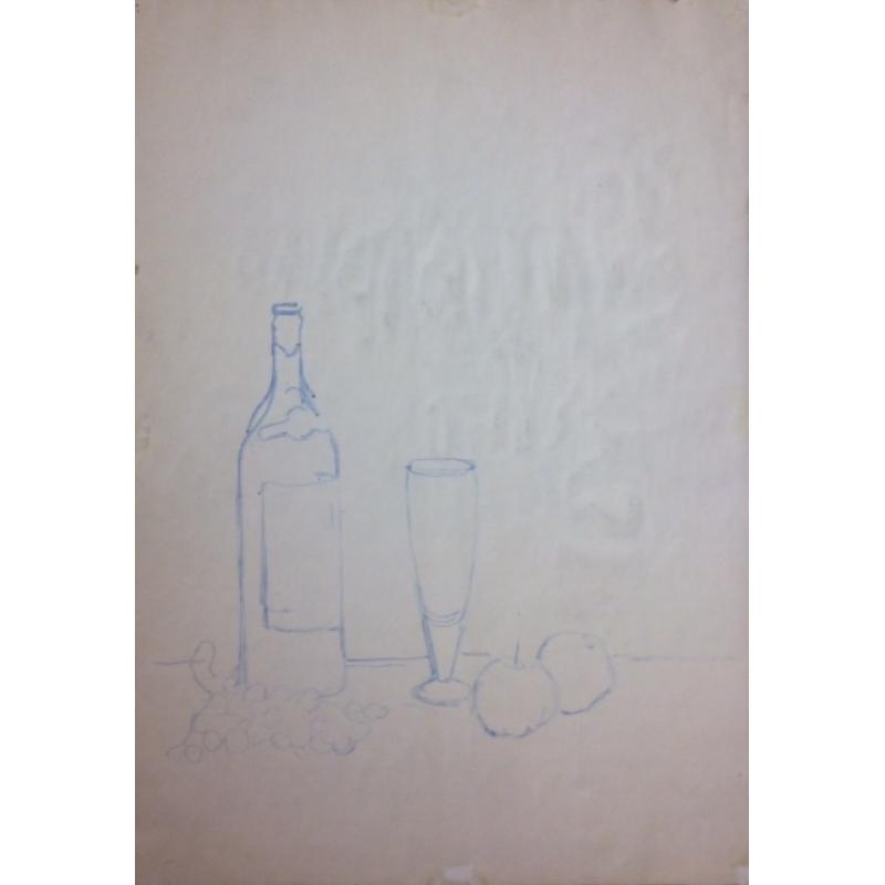 Красковский С. С. Натюрморт с бутылкой и фруктами