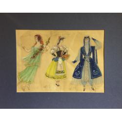 Мазанов А. М. Эскиз костюмов к опере Бал-маскарад