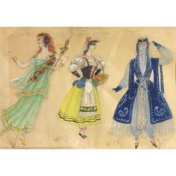 Мазанов А. М. Эскиз костюмов к опере Бал-маскарад