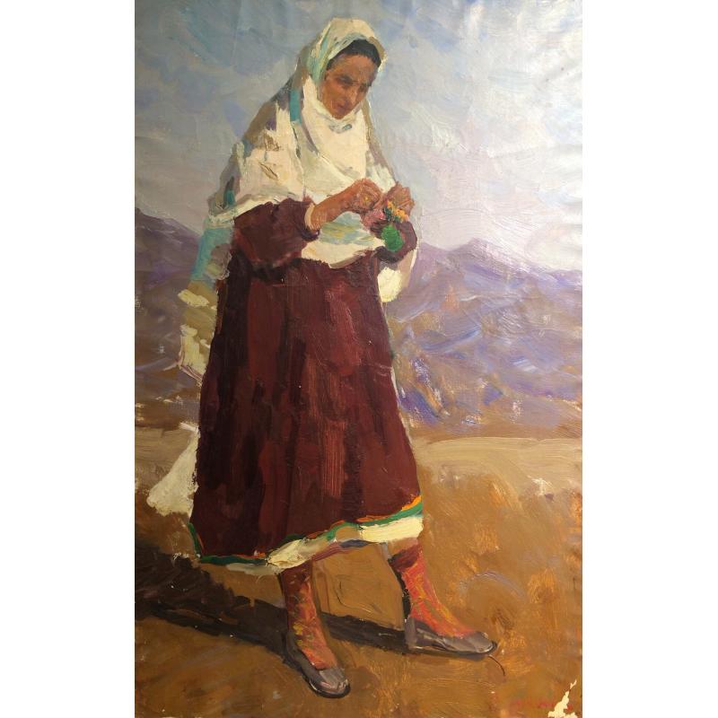 Сорокин И.В. Девушка на фоне гор. Дагестан