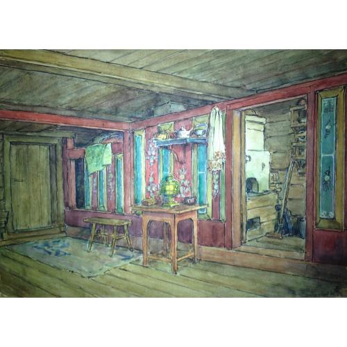 Кондратьев В.С. Внутренний интерьер деревенской избы. Вологодская обл.