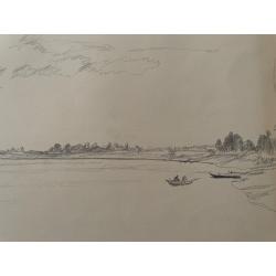 Гончаров А. Д. Пейзаж с рекой и лодками