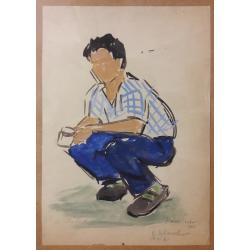 Лабас А.А. Мужчина в клетчатой рубашке