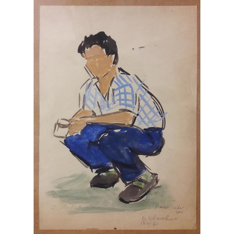 Лабас А.А. Мужчина в клетчатой рубашке