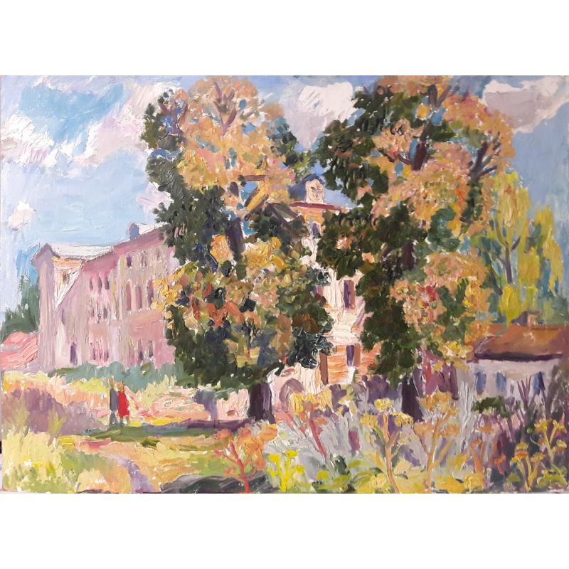 Юрьева Н.Б. Пейзаж со зданием и деревьями