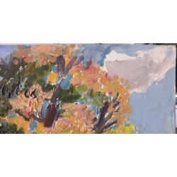 Юрьева Н.Б. Пейзаж со зданием и деревьями