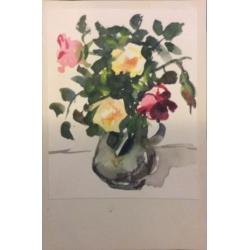 Крылов П. Н. Открытка Розы в вазе