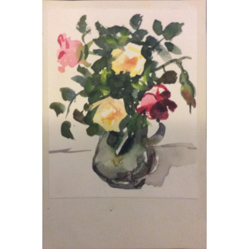 Крылов П. Н. Открытка Розы в вазе