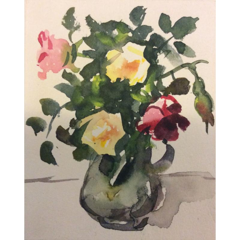 Крылов П. Н. Открытка Розы в вазе