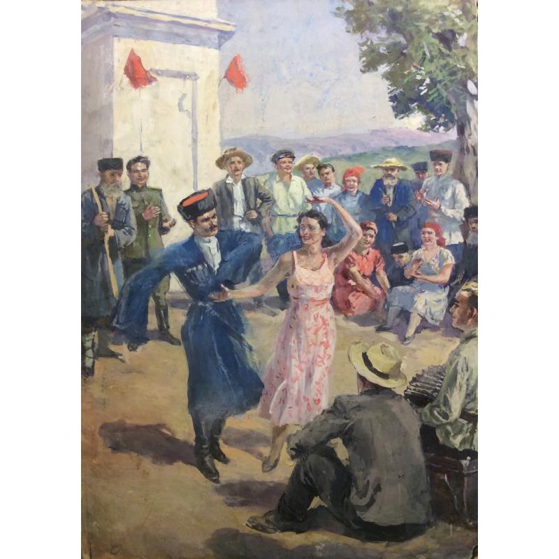 Ванециан А.В. Празднество в колхозе, иллюстрация к к роману С.П. Бабаевского Кавалер Золотой Звезды