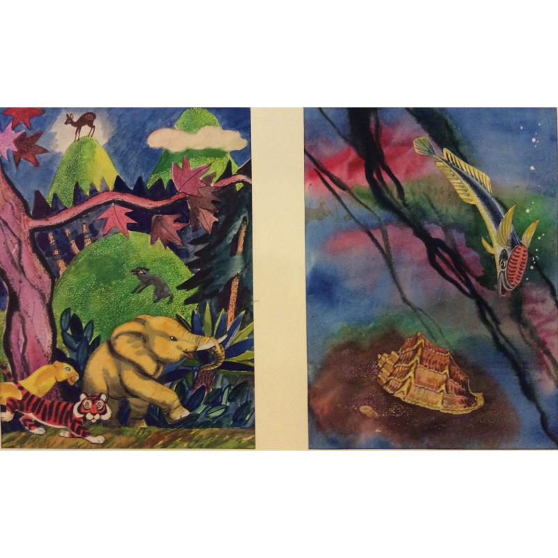 Аврутис Х.А.Иллюстрации к детской книге Плавниковая страна Л.С. Клюшева , страницы 17 и 2