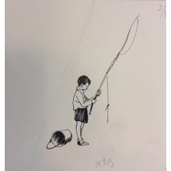 Мешков Е. А.  Маленький рыбак. Иллюстрация к книге Яковлева Ю. Строгий характер