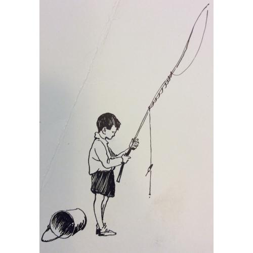 Мешков Е. А.  Маленький рыбак. Иллюстрация к книге Яковлева Ю. Строгий характер