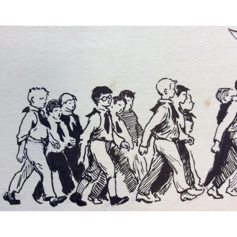 Мешков Е. А. Пионеры. Иллюстрация к книге Яковлева Ю. Строгий характер