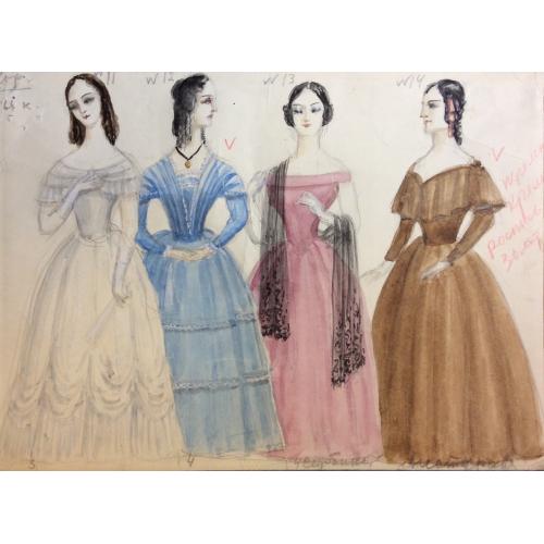 Мазанов А. М. Эскиз костюмов к спектаклю Овод