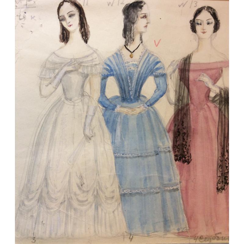 Мазанов А. М. Эскиз костюмов к спектаклю Овод