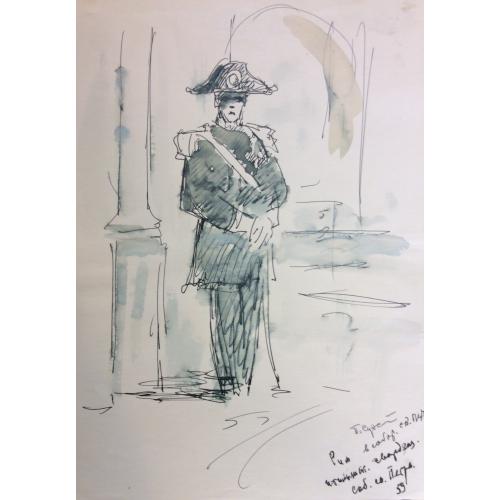 Судаков П. Ф. Итальянский гвардеец. Собор Святого Петра в Риме