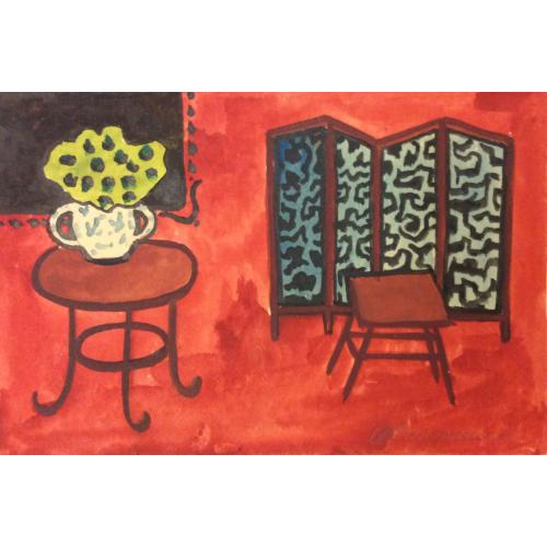 Ведерников А.С. Интерьер на красном фоне