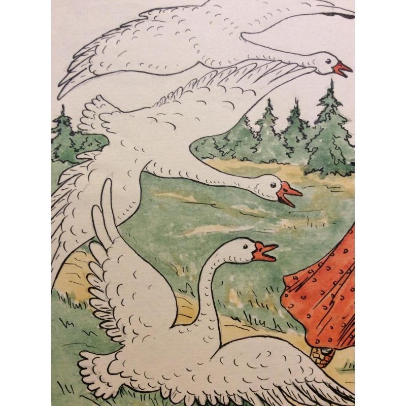 Яковлева Ю. Иллюстрация к сказке Гуси-лебеди