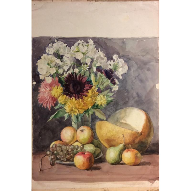 Пискарева А. Н. Натюрморт с цветами и фруктами