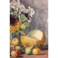 Пискарева А. Н. Натюрморт с цветами и фруктами