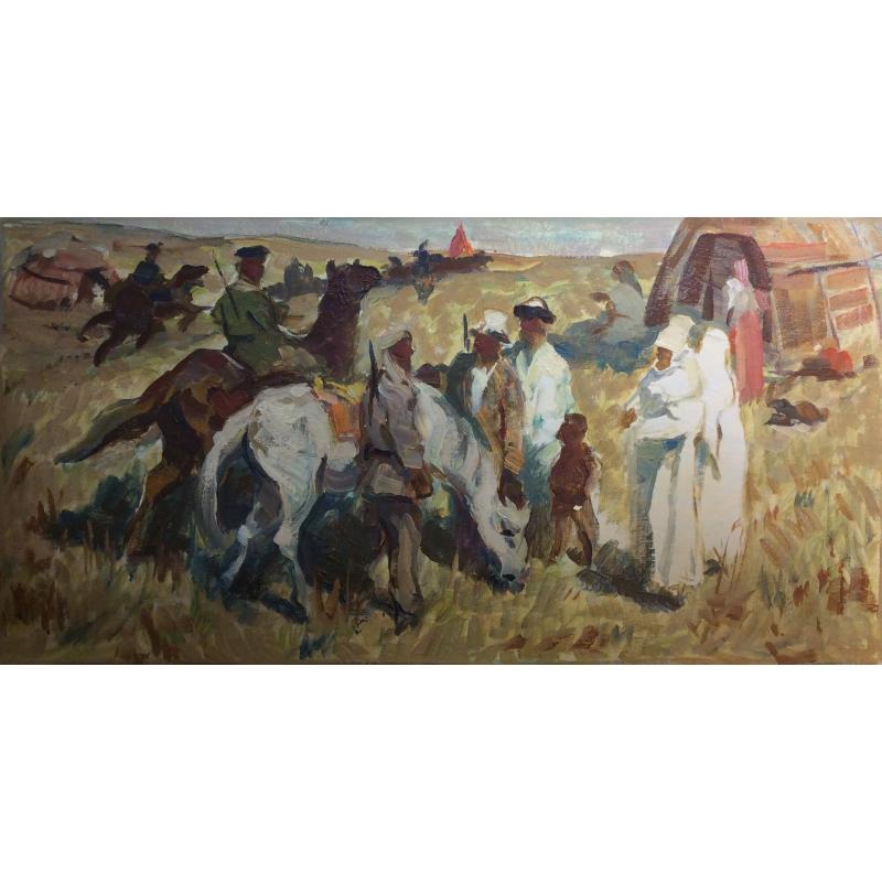 Перов А. П. Красноармейцы на лошадях в степи