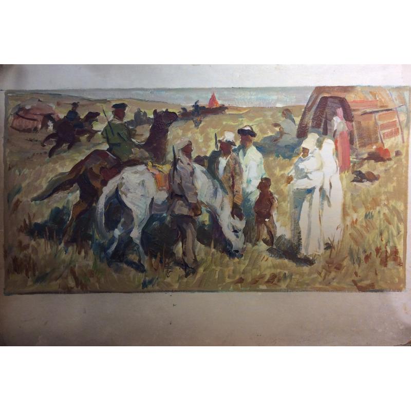 Перов А. П. Красноармейцы на лошадях в степи