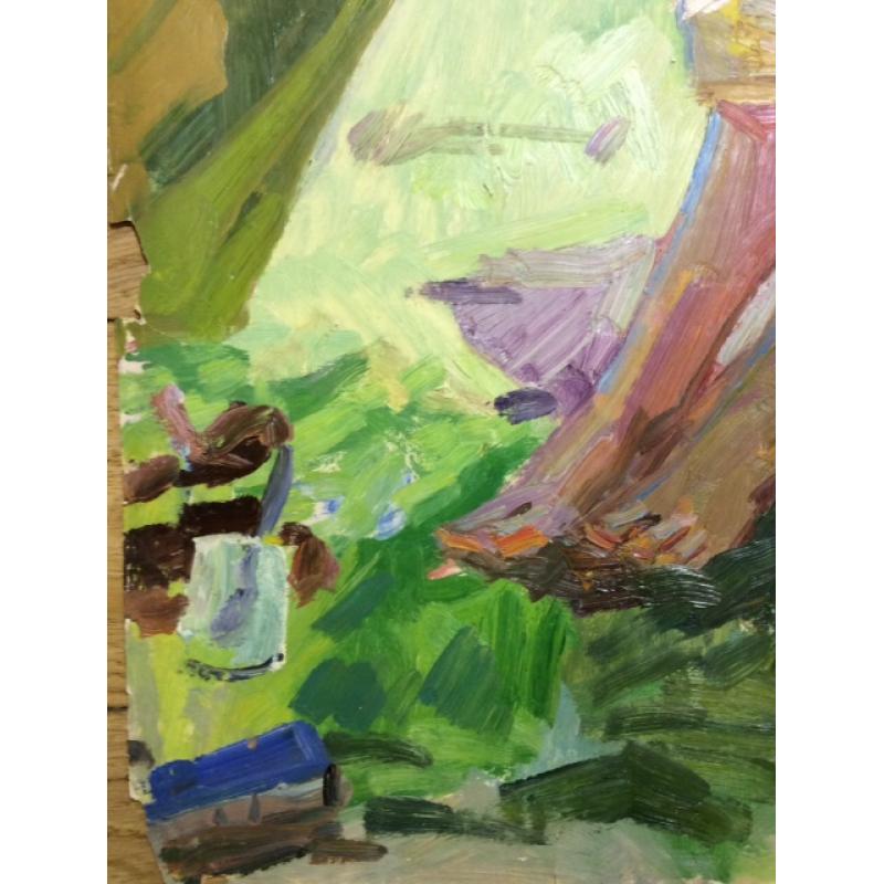 Титов А. М. Девушка загорает около палатки