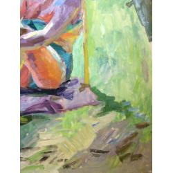 Титов А. М. Девушка загорает около палатки