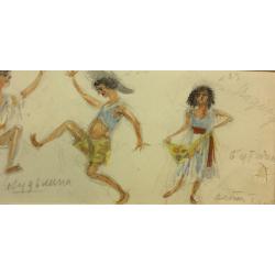 Мазанов А. М. Эскиз костюмов к балету Лауренсия