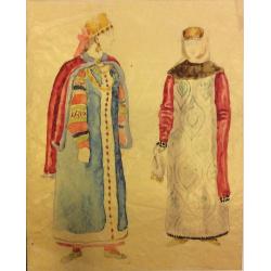 Федоровский Ф.Ф. Эскиз костюмов молодых боярышень