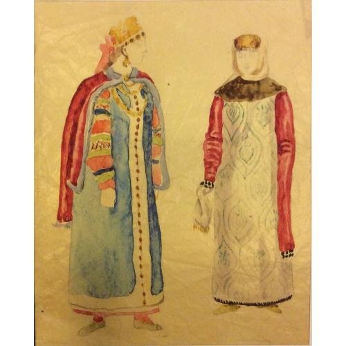Федоровский Ф.Ф. Эскиз костюмов молодых боярышень