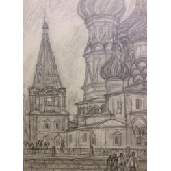 Дехтерёва Т.А. Василий Блаженный эскиз для автолитографии