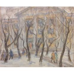 Дехтерёва Т.А. Иваново.Текстильный институт имени Фрунзе эскиз для автолитографии