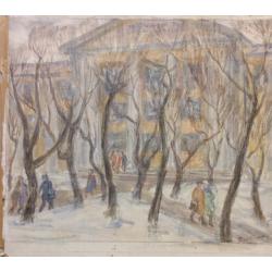 Дехтерёва Т.А. Иваново.Текстильный институт имени Фрунзе эскиз для автолитографии