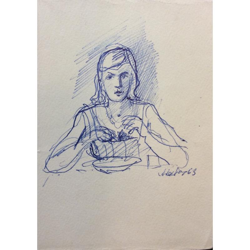 Лабас А. А. Женщина за обедом