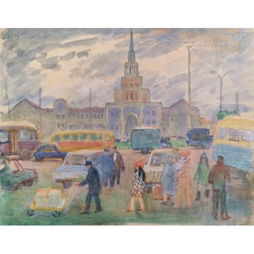 Коровина А.П. Площадь перед зданием Казанского вокзала в Москве