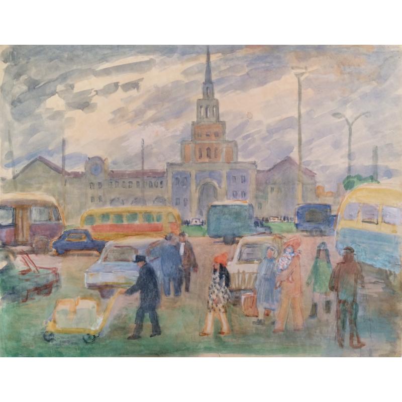 Коровина А.П. Площадь перед зданием Казанского вокзала в Москве
