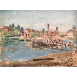 Судаков П.Ф. Выгрузка песка с баржи