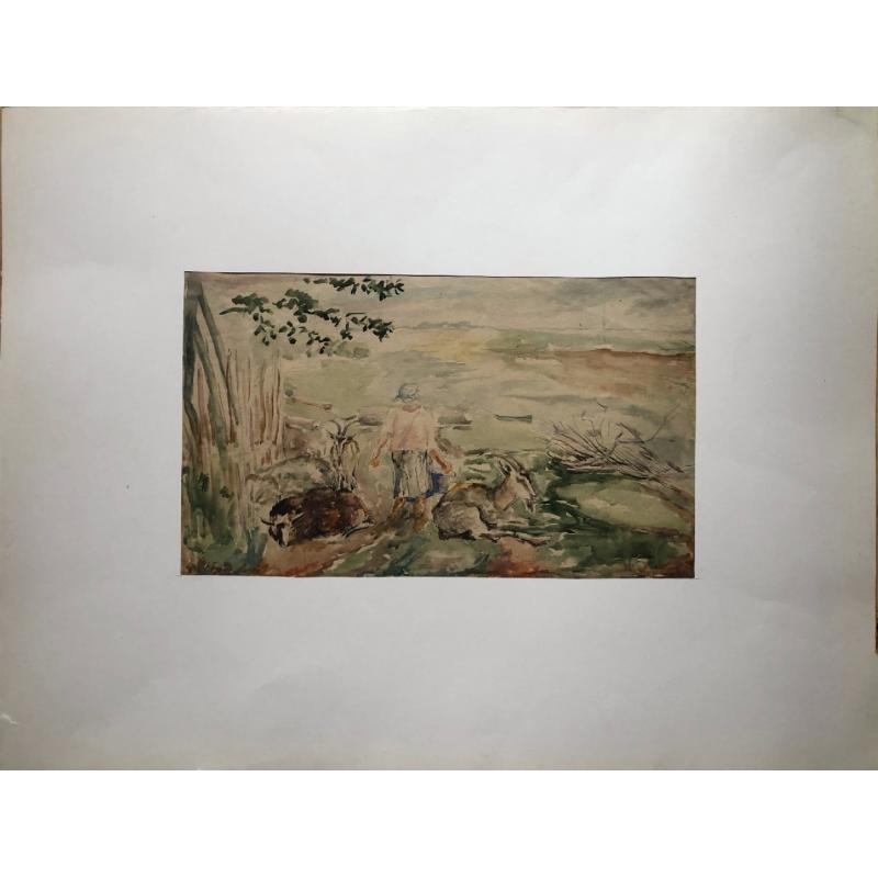 Ермилова-Платова Е.Ф. Полуденная дойка коз на пастбище