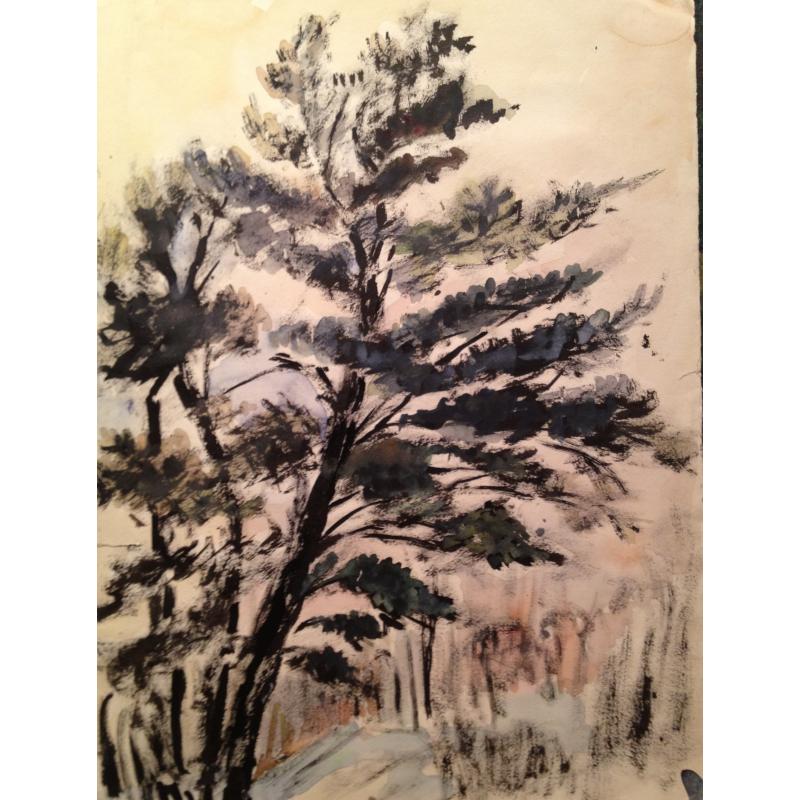 Солодовникова Н.А. Пейзаж с деревом на переднем плане