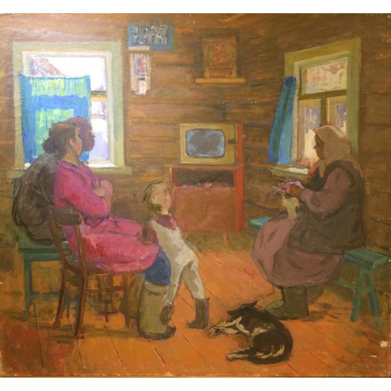Каплан Ф.М. В избе. Смотрят телевизор