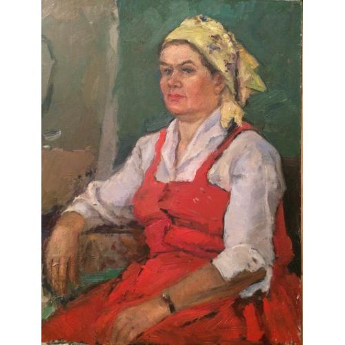 Неизвестный художник. Женщина в красном