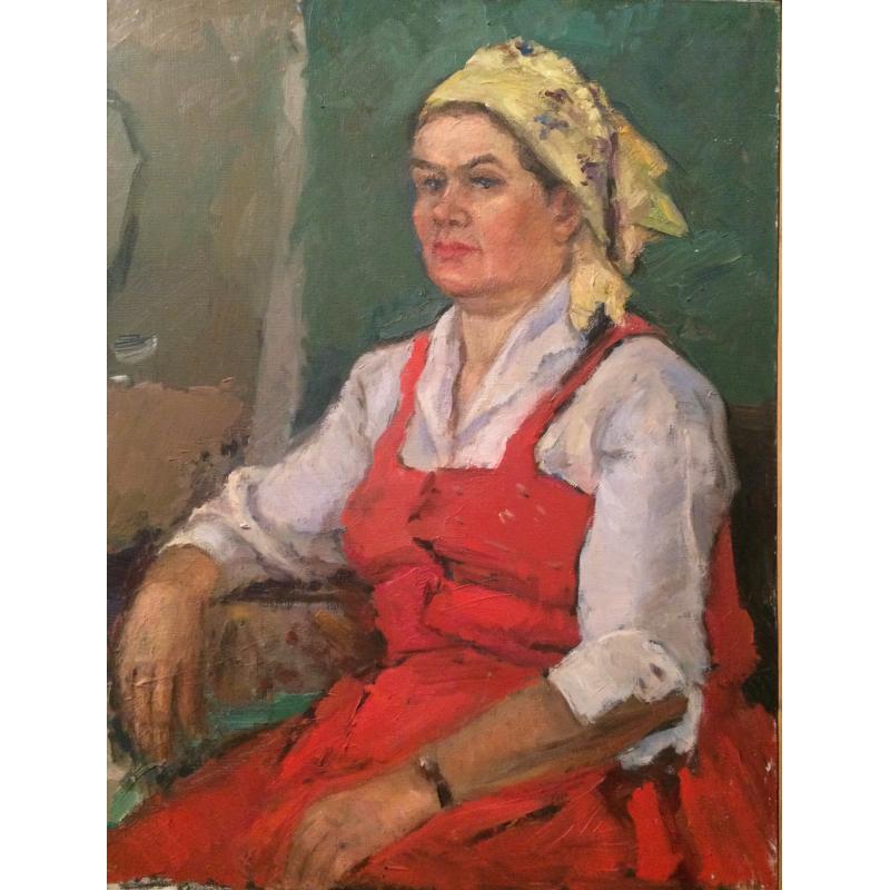 Неизвестный художник. Женщина в красном