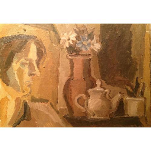 Васильцов В. К. Автопортрет с натюрмортом